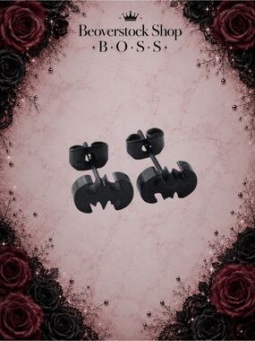 New Exclusively Fancy Black Stainless Steel 316L Batman Earrings Studs Jewelry